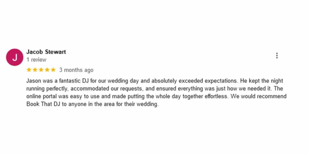Professional DJ Event Wedding Five Star Review 4
