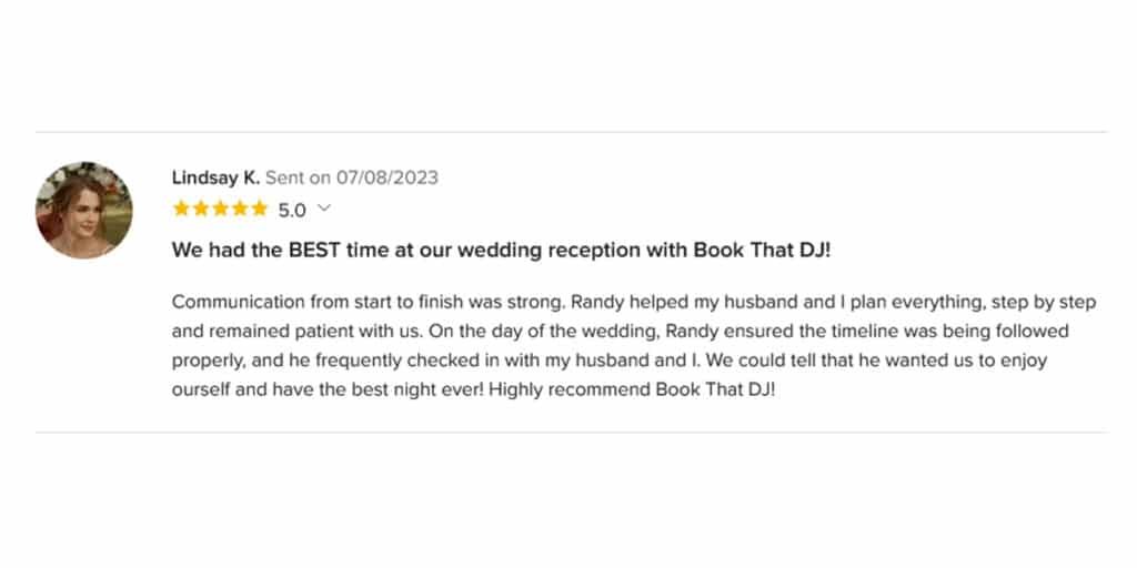 Professional DJ Event Wedding Five Star Review 2
